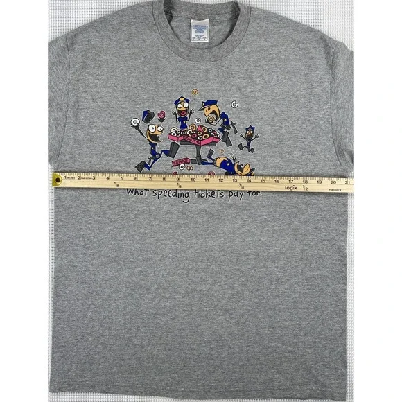 What Speeding Tickets Pay For Cops Donuts Funny T-shirt Y2K Men's Large - Picture 3 of 7